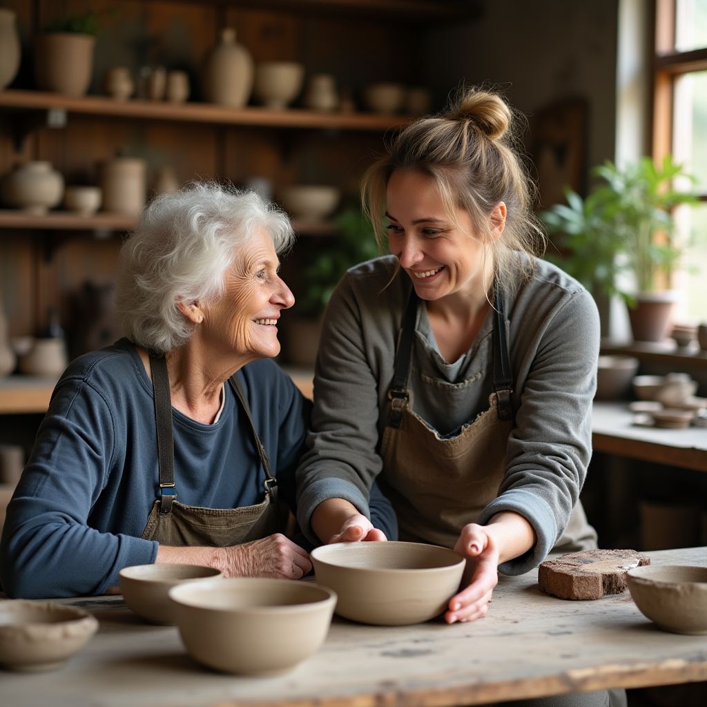 Interviewing local artisan in rural studio