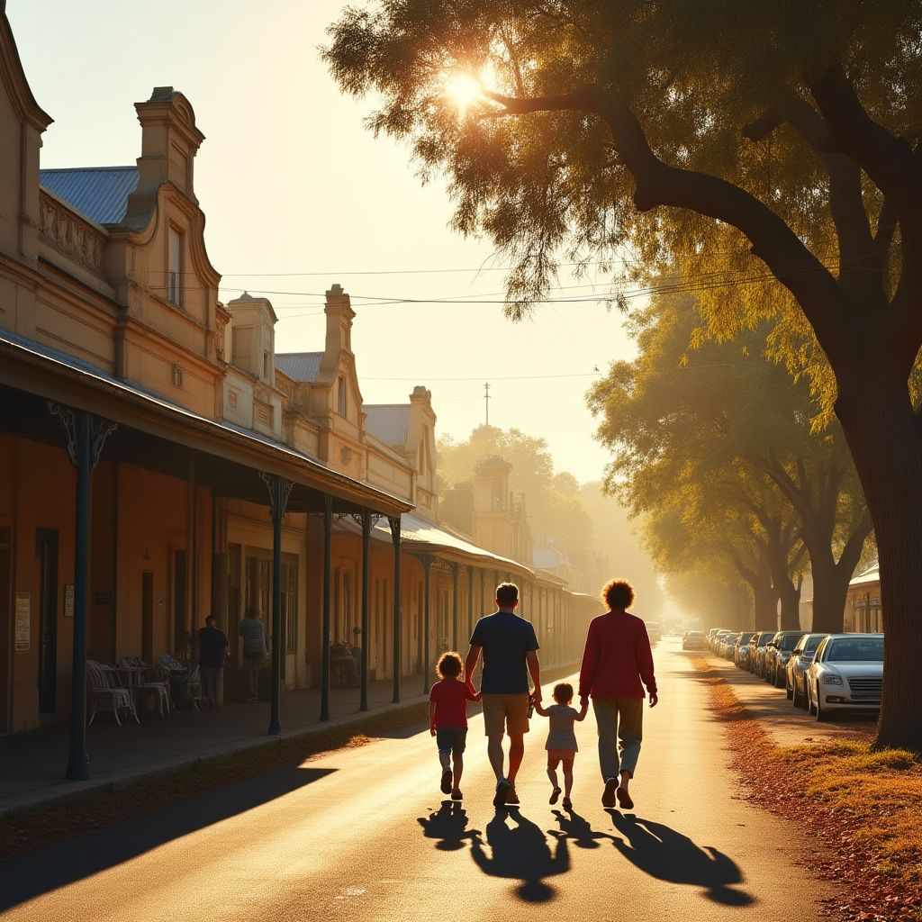 Family enjoying life in a small Australian town